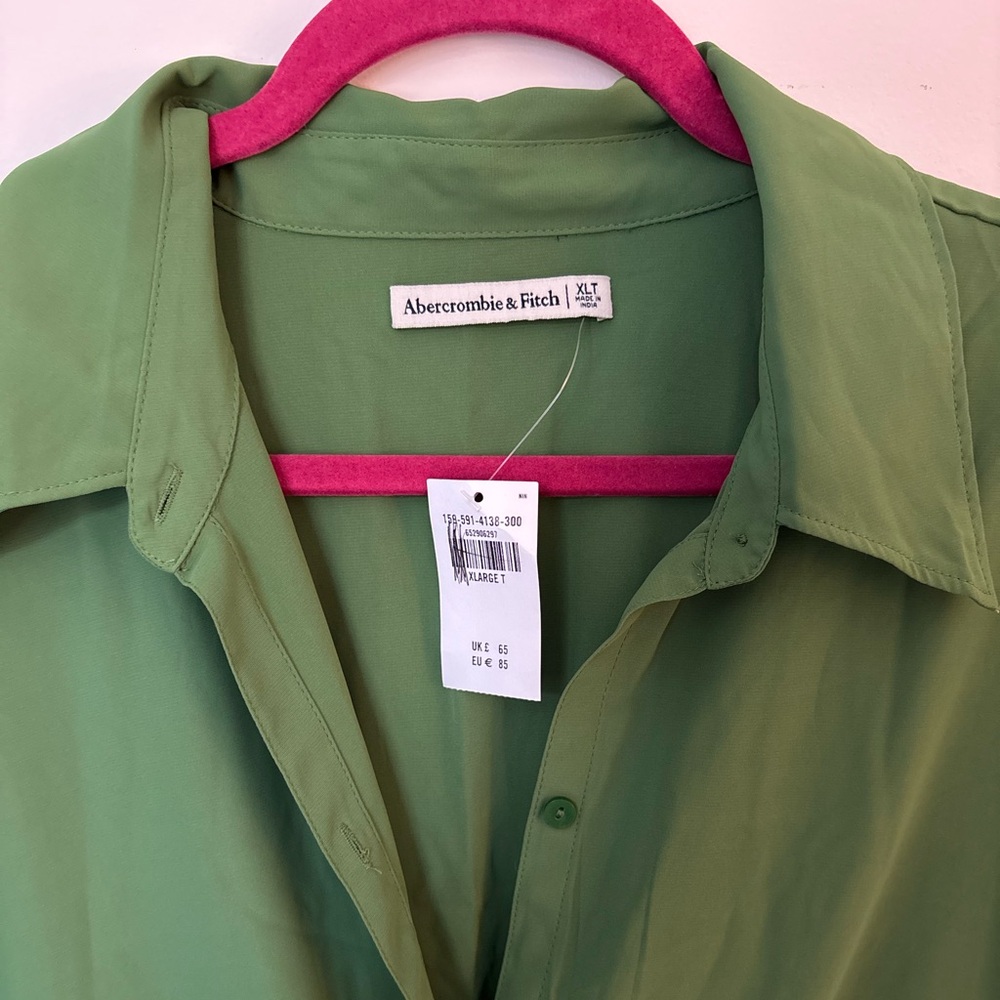 Abercrombie & Fitch Button Down Twist Front Long Sleeve Mini Dress NWT - Picture 4 of 10